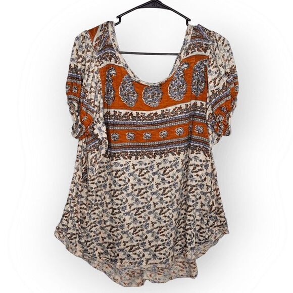 Free People Paisley and Floral Top in Ivory Combo size Large - Picture 3 of 9